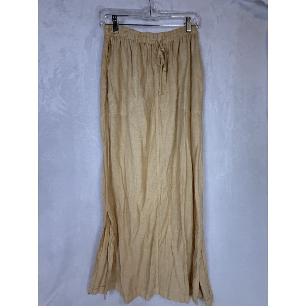 Cut Loose Linen Set S Yellow Midi Skirt Top Coastal Resort Outfit Lagenlook - Picture 3 of 16